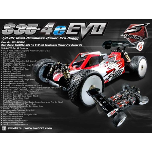 SWorkz S35-4E Evo 1/8 Electric Competition Buggy Kit - Image 2