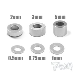 TA-012 Aluminum 3mm Bore Washer Set 0.5, 0.75 ,1 ,2 ,3 ,5mm each 4pcs.