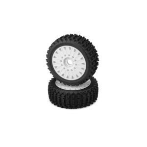 JConcepts Magma Yellow Pre-Mount on White #3395 Wheels
