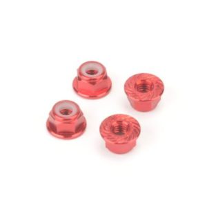 M4 Alloy Serrated Nyloc Nuts - Red - 4PCS
