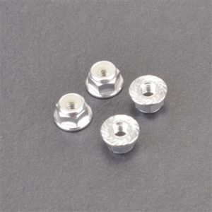 M4 Alloy Serrated Nyloc Nuts - Silver - 4PCS