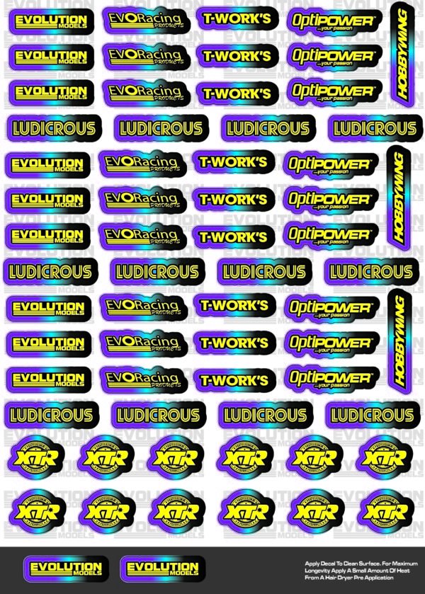 ERP144-10 Evolution Models 1/10th Sticker Sheet - 1 Sheet