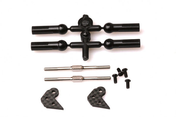 PRS1V3 Buggy Carbon Fibre Pro Steering Plates and Screws-D +55mm Turnbuckles  (For:Tight Track
/Carpet use) (2)