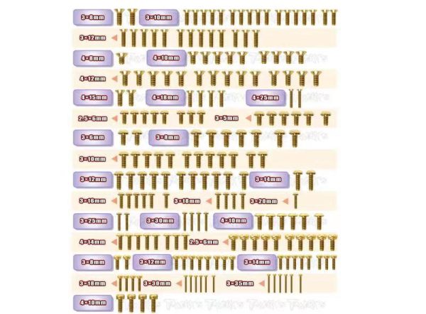 Gold Plated Steel Screw Set 191pcs (Agama N1)