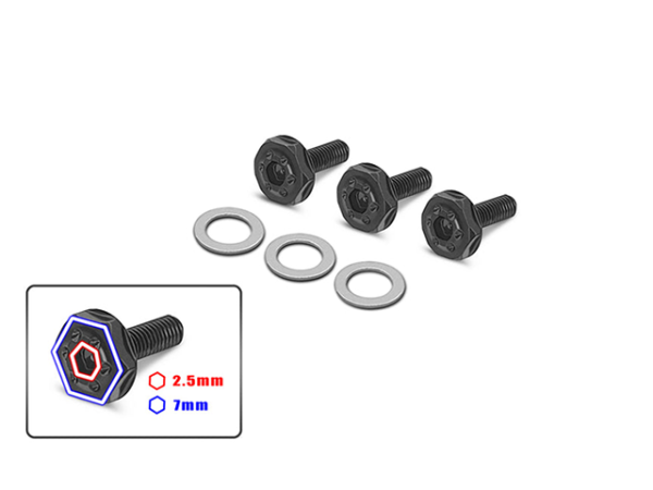 Steel Low Profile Clutch Screw - 3pcs
