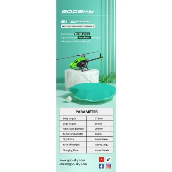 Goosky S1 Legend Electric RC Helicopter Pink - Image 4