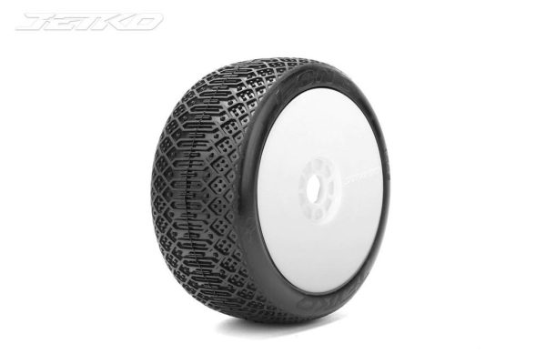 Jetko J One Com. Soft Belted 1:8 Buggy Pre-glued White Rims (2)
