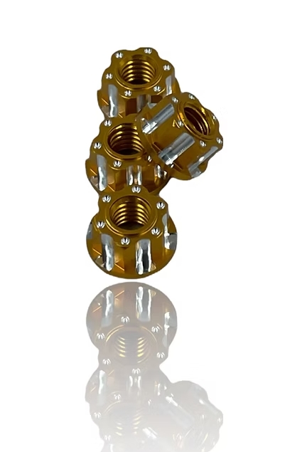 J&T M4 Machined Aluminium Wheel Nuts (4pcs) - Gold