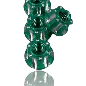 J&T M4 Machined Aluminium Wheel Nuts (4pcs) - Green