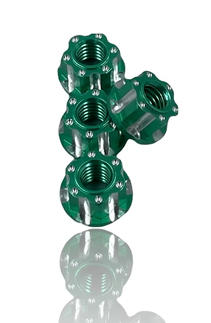 J&T M4 Machined Aluminium Wheel Nuts (4pcs) - Green