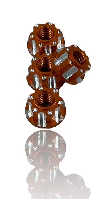 J&T M4 Machined Aluminium Wheel Nuts (4pcs) - Orange