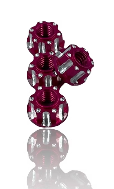 J&T M4 Machined Aluminium Wheel Nuts (4pcs) - Pink