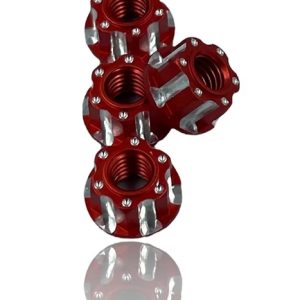 J&T M4 Machined Aluminium Wheel Nuts (4pcs) - Red