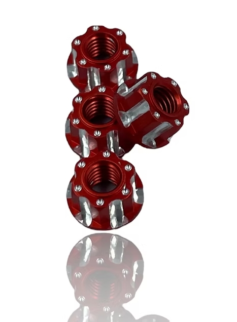 J&T M4 Machined Aluminium Wheel Nuts (4pcs) - Red